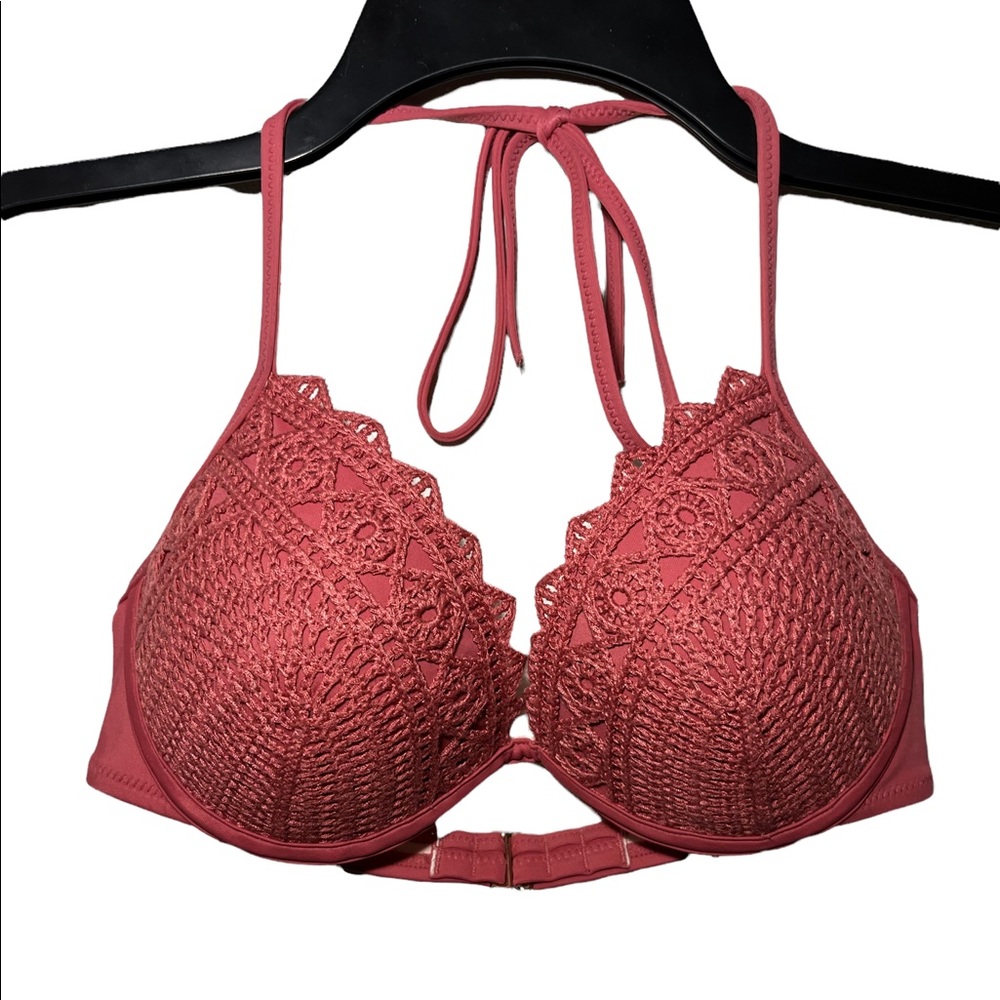 Shade and shore crochet rustic red bikini top (FL)